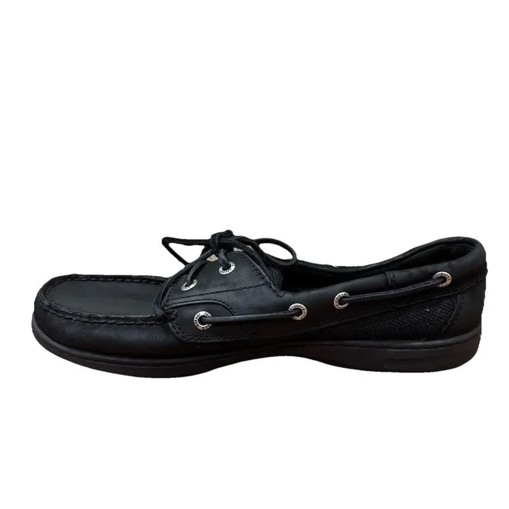 Sperry Original Womens Size 10 Triple Black Two Eye Comfort Leather Boat Shoes